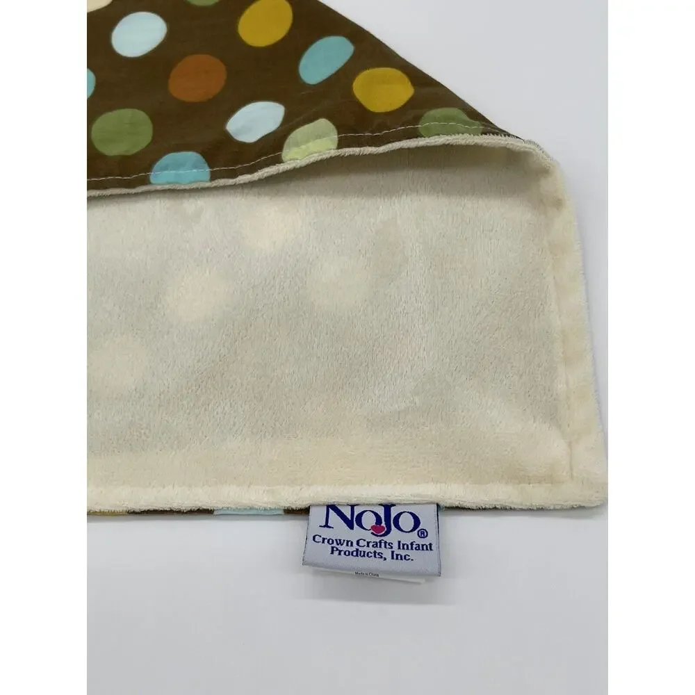 Nojo Monkey Tan Brown Polka Dots Circles Lovey Security Blanket Square 15